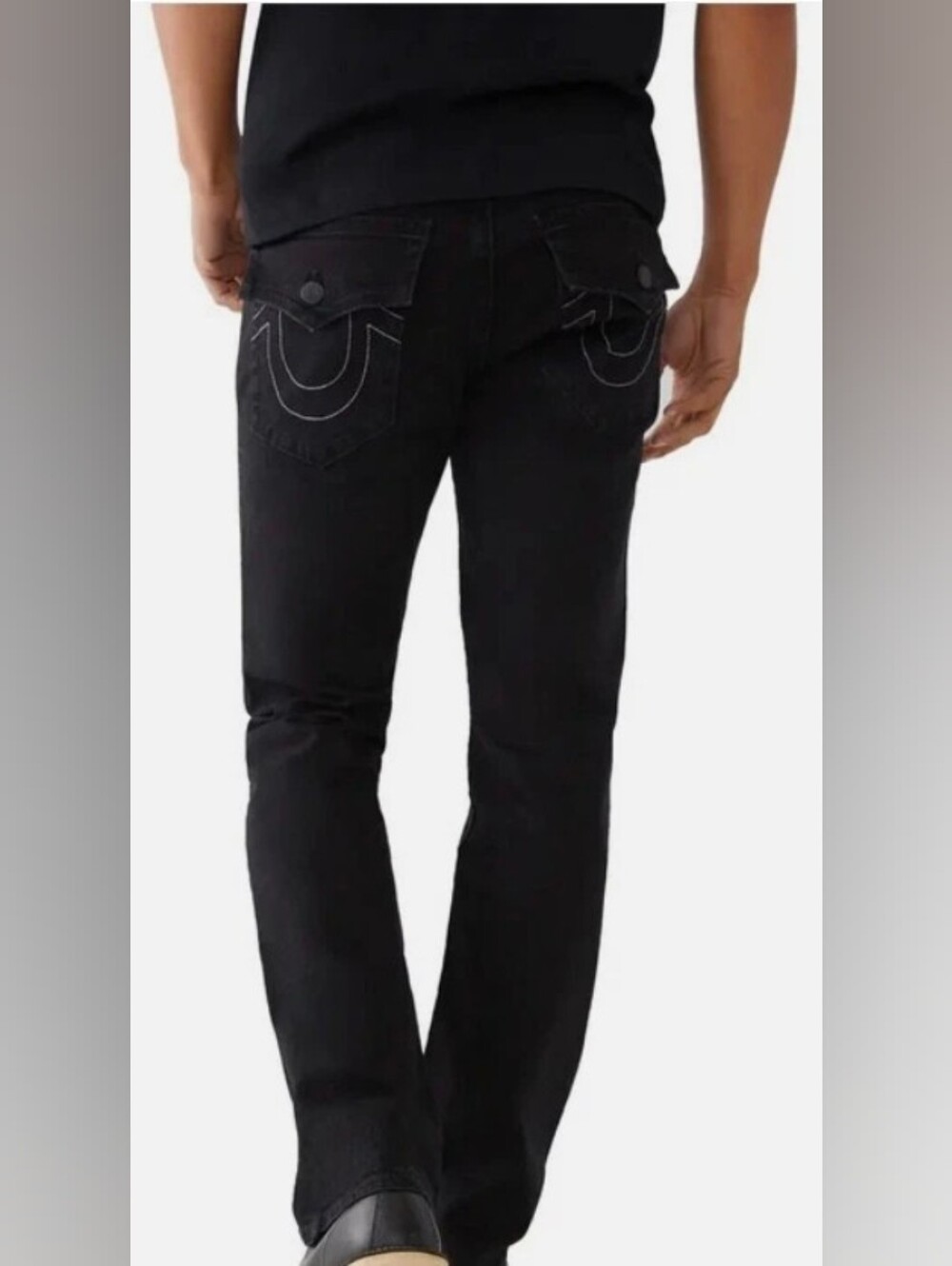 MEXICO True Religion Men's Black JEANS WHITE STITCHED SIZE 34X34 MADE IN NICE! - Picture 2 of 13